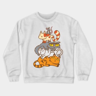 Stack of cats..... and a mouse! Crewneck Sweatshirt